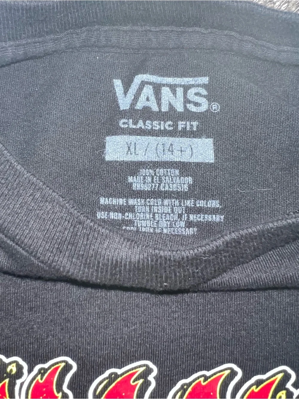 Vans Kids Kustom Classics Black T-Shirt Size XL